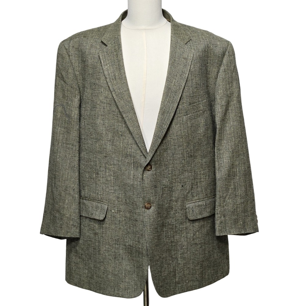 Orvis Mens 54L Sport Coat 100% Silk Olive Gray Textured 2 Button Blazer